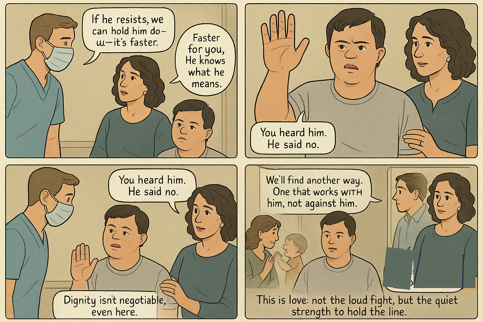 Comic panel: Dignity isn't negotiable